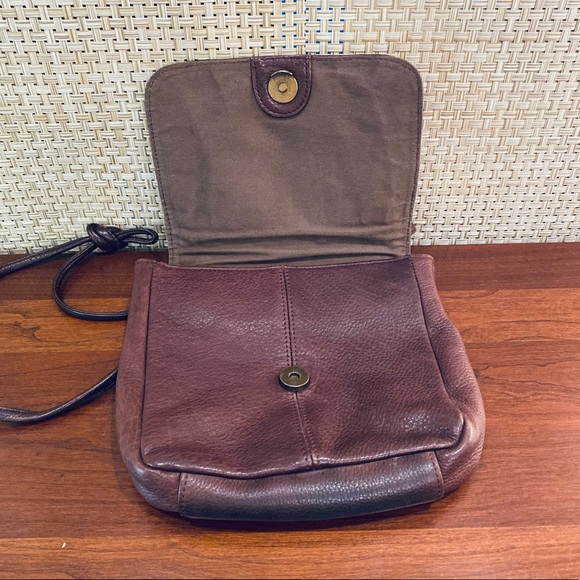 VTG 1990s Fossil Small Brown Pebbled Leather Messenger Bag - Picture 7 of 16